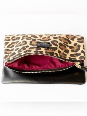 Funky Monkey Boutique Leopard Print Fold Over Clutch Purse Handbag NEW NWT